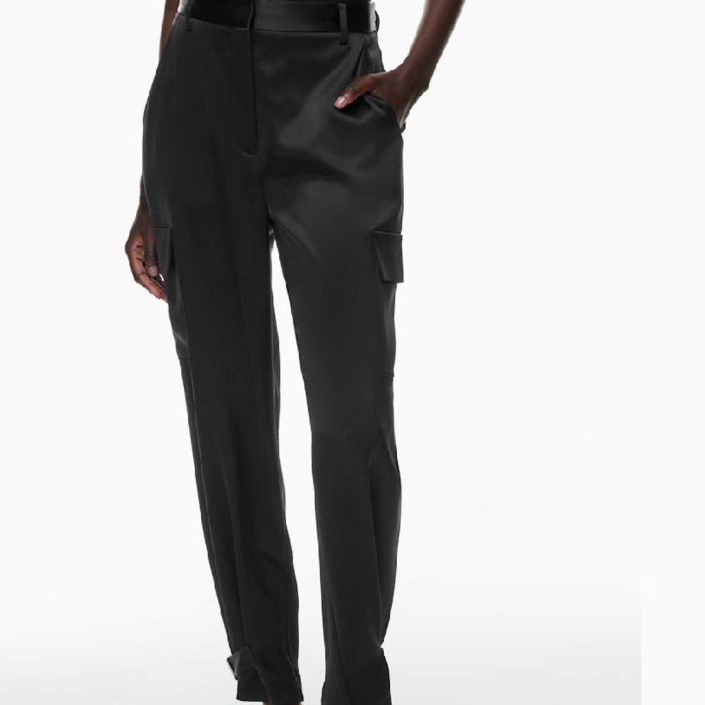 Aritzia Babaton silky satin cargo pants black mid-high waist